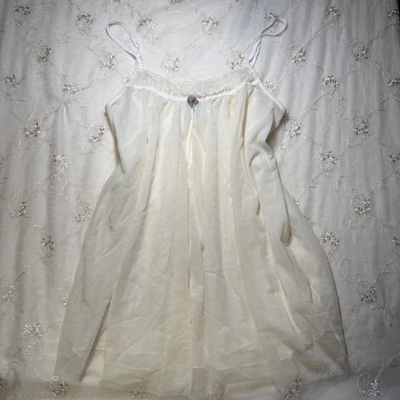 vintage y2k vera wang white mesh fairycore slip dress – size large - Picture 1 of 4